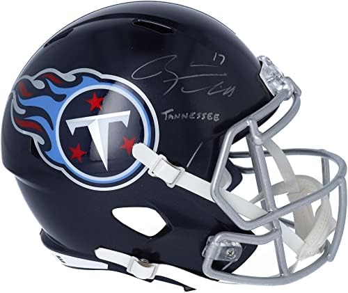Ryan Tannehill Tennessee Titans ลายเซ็นต์ Riddell Speed ​​Replica Helmet ด้วยจารึก Tannessee - หมวก NFL ที่มีลายเซ็นต์