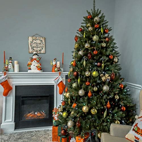 บริษัท ต้นไม้แห่งชาติต้นคริสต์มาสเทียมเต็มต้นคริสต์มาสสีเขียว Dunhill FIR ไฟหลายสีรวมถึงขาตั้ง 6.5 ฟุต