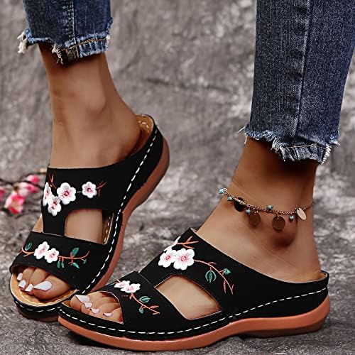 แพลตฟอร์ม Shijian Sandals Summer Ladies แฟชั่นลิ่มลิ่มรองเท้าปักดอกไม้รองเท้าแตะรองเท้าผู้หญิงรองเท้าผู้หญิง