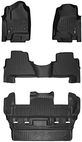 Smartliner All Weather Custom Fit 3 Row Black Floor Mat Set ที่เข้ากันได้กับ 2015-2020 Cadillac Escalade