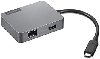 Lenovo USB-C 4-in-1 Travel Hub Gen2, อะแดปเตอร์แบบหลายพอร์ตสำหรับ HDMI, VGA, USB 3.1, RJ45, เข้ากันได้กับแล็ปท็อป