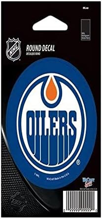 NHL Edmonton Oilers WCR66236011 รูปลอกไวนิลทรงกลม, 3 x 3
