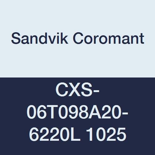 Sandvik Coromant CXS-06T098A20-6220L 1025 คาร์ไบด์แทรกด้วยพินตำแหน่งสำหรับตำแหน่งที่แน่นอนในที่ยึดลดเวลาการจัดทำดัชนีและรับประกันว่าอยู่ตรงกลางรัศมี