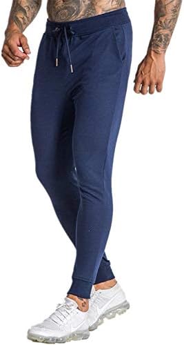 Andongnywell Men Solid Color Elastic Elastic Drawstring กางเกงลำลองยืดกางเกงออกกำลังกายแบบผอมเพรียว